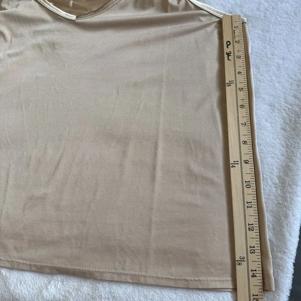 Vanity Fair Slip Chemise Stretch Size XL 44/50 shiny Beige damask nylon spandex